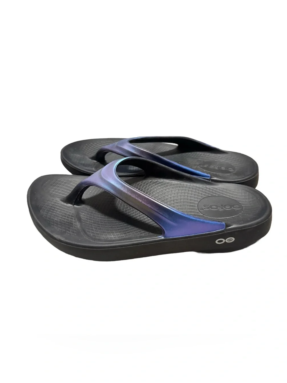 Oofos OOlala Luxe Recovery Sandal Women's 7 Midnight Comfort Footwear Travel - Picture 3 of 5